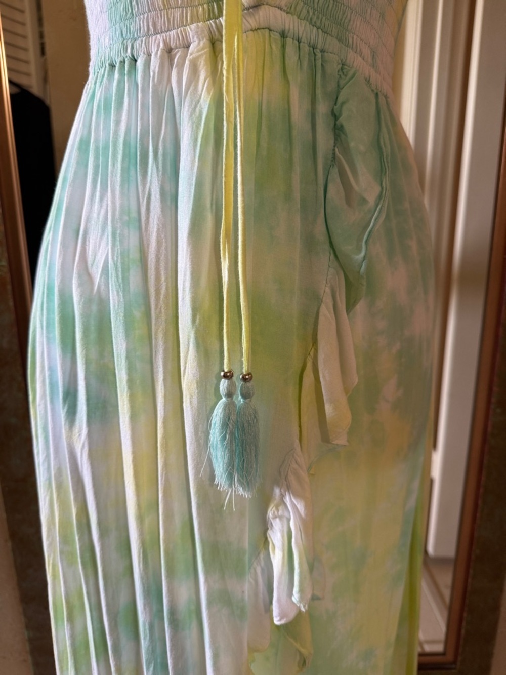 Tiare Hawaii Strapless Tie-Dye Maxi Dress in Mint & Yellow - Picture 2 of 10